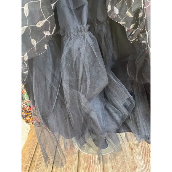 Vintage 1960s Puffy Crinoline Maxi Skirt Metallic Floral - Picture 9 of 15